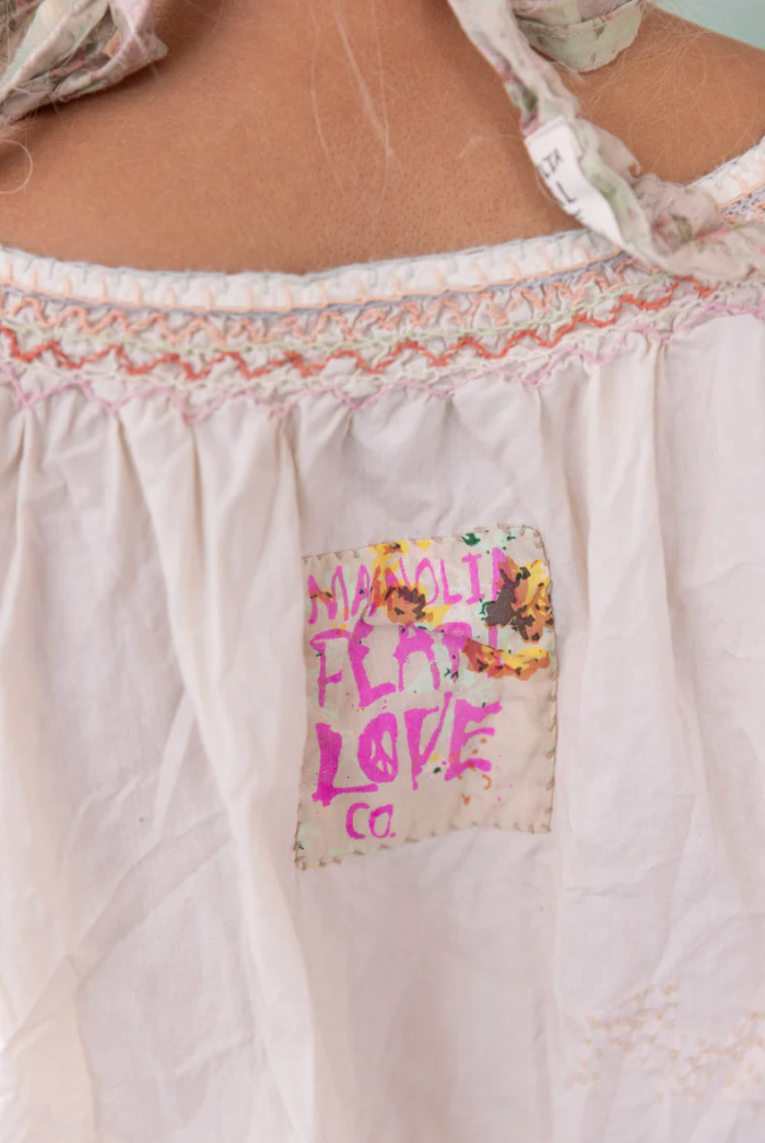 Embroidered Chrissy Folk Blouse - Moonlight