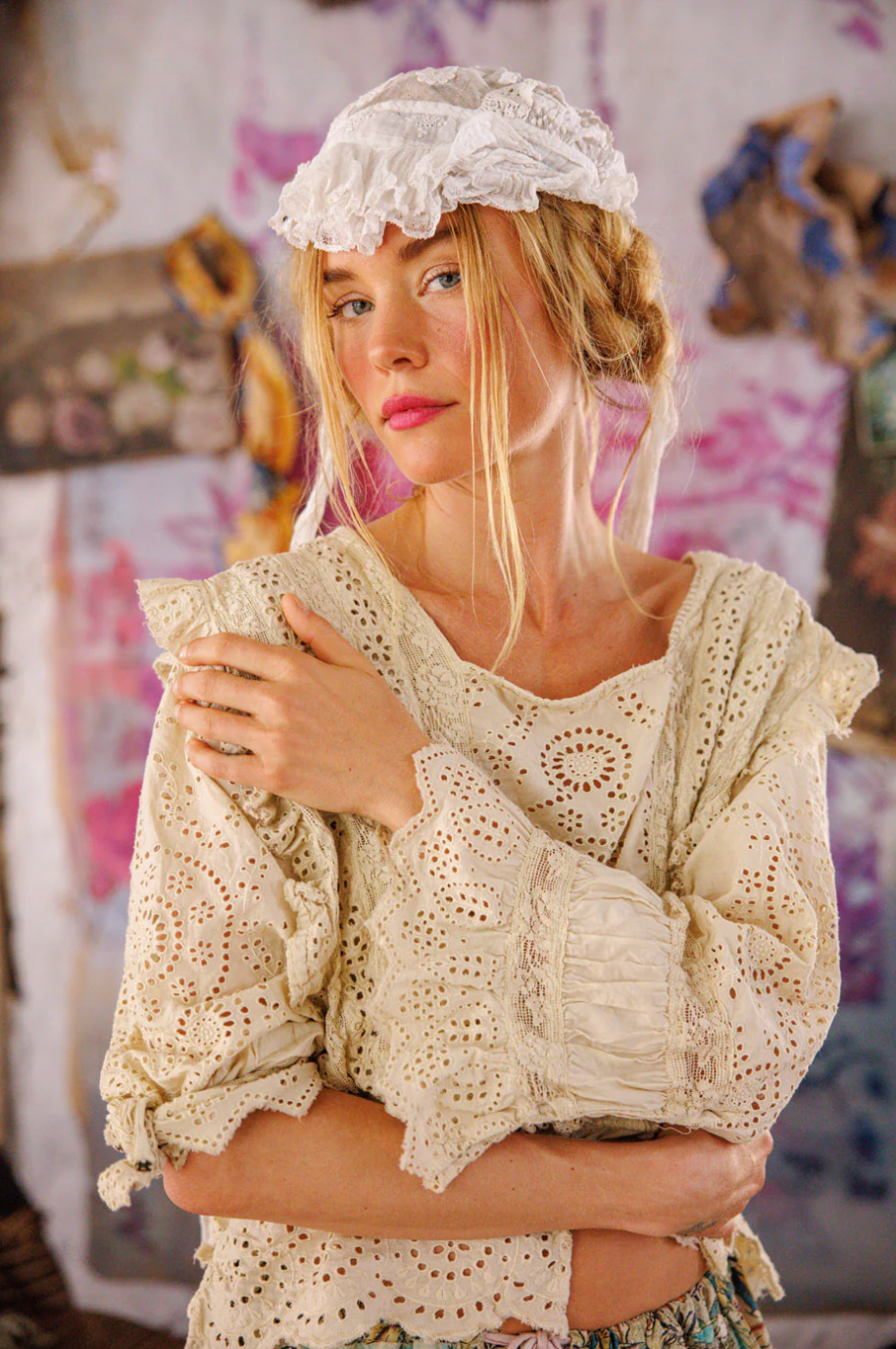 Eyelet Rosario Blouse - Moonlight