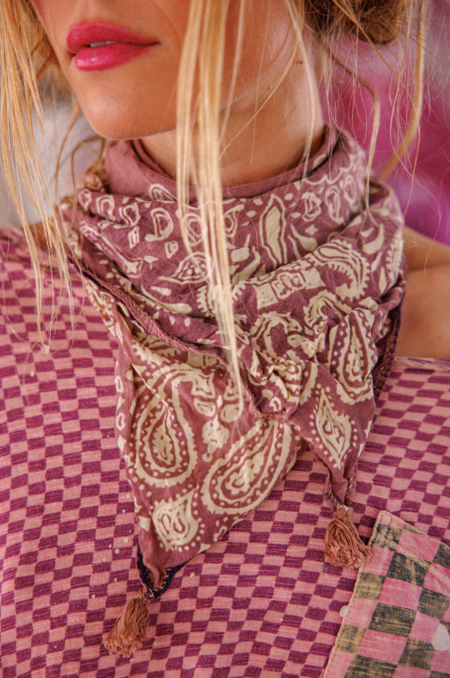 Paisley Tassel Scarf - Plum