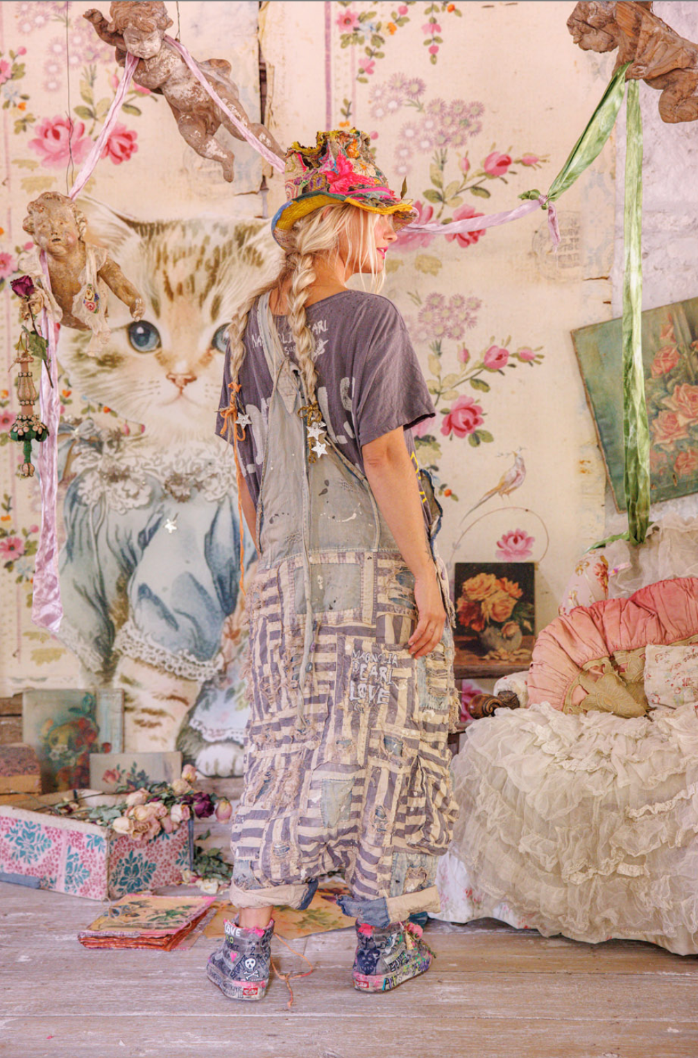 Patchwork Frankie Overalls - Luna Stripe