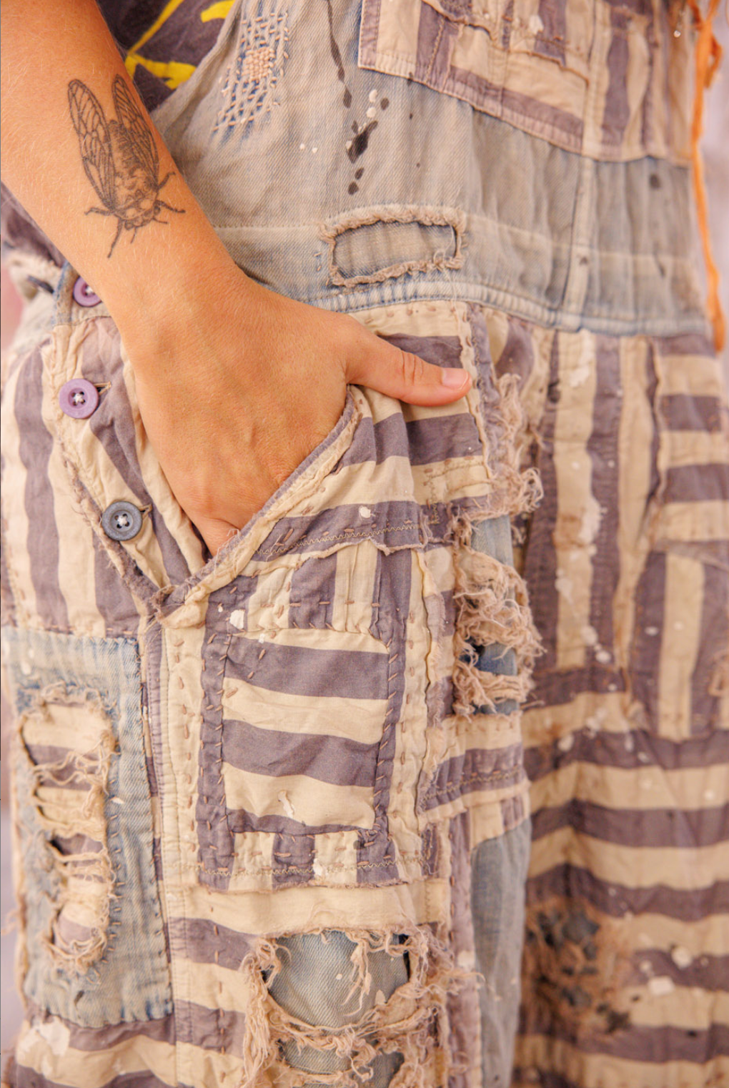 Patchwork Frankie Overalls - Luna Stripe