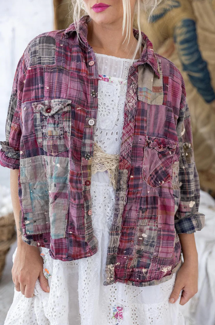 Patchwork Kelly Western Shirt - Madras Pink