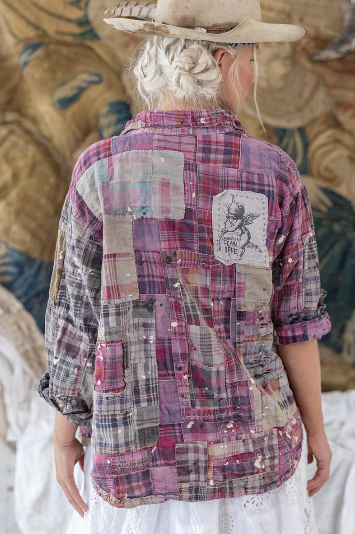 Patchwork Kelly Western Shirt - Madras Pink