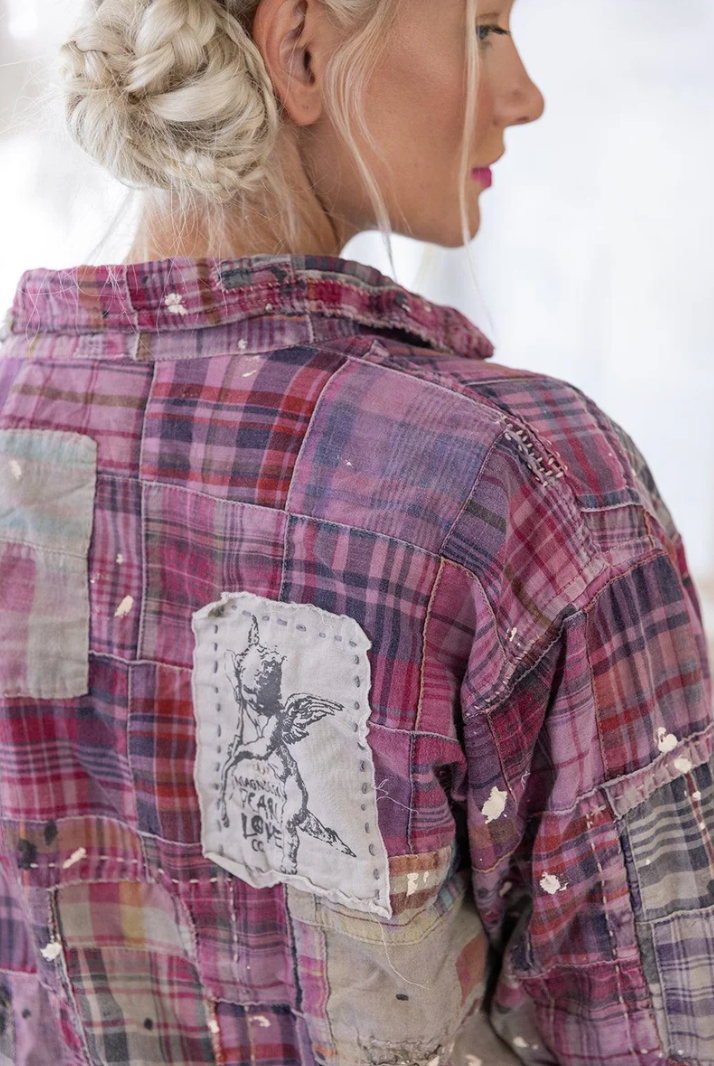 Patchwork Kelly Western Shirt - Madras Pink