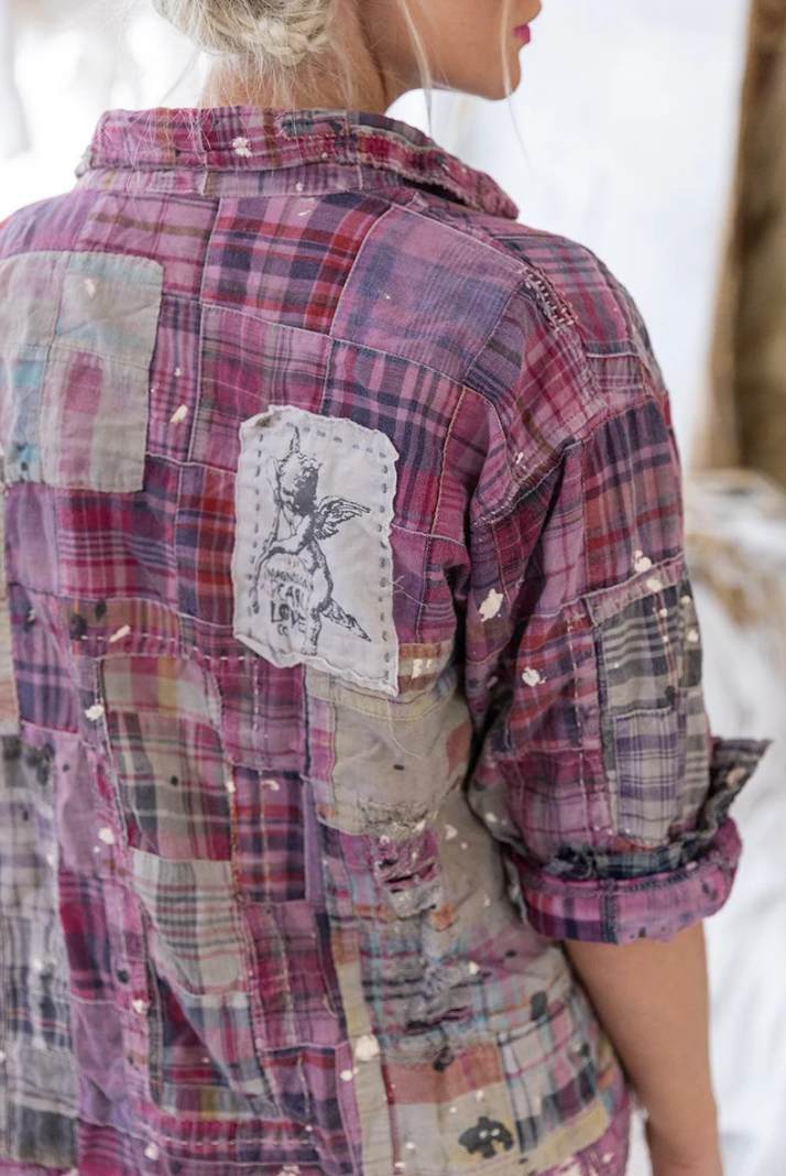Patchwork Kelly Western Shirt - Madras Pink