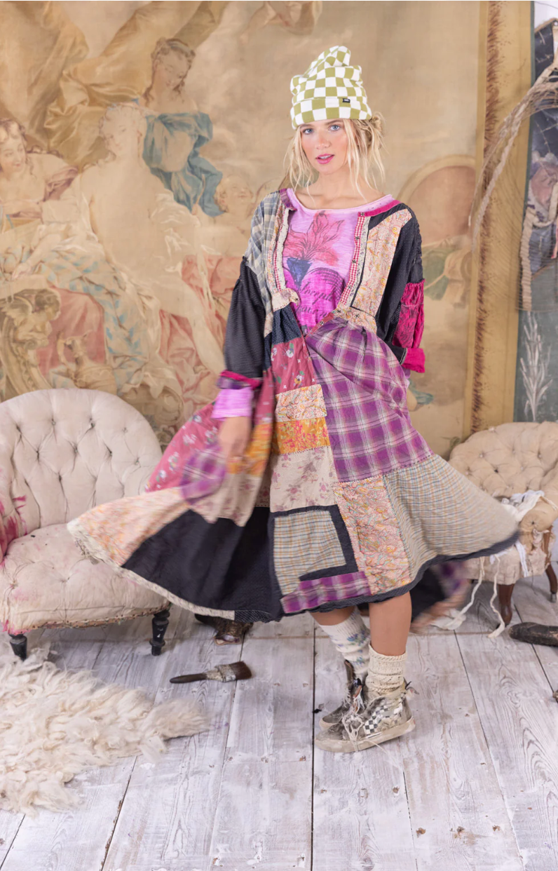 Patchwork Searcy Dress - Berry Berry Plaid