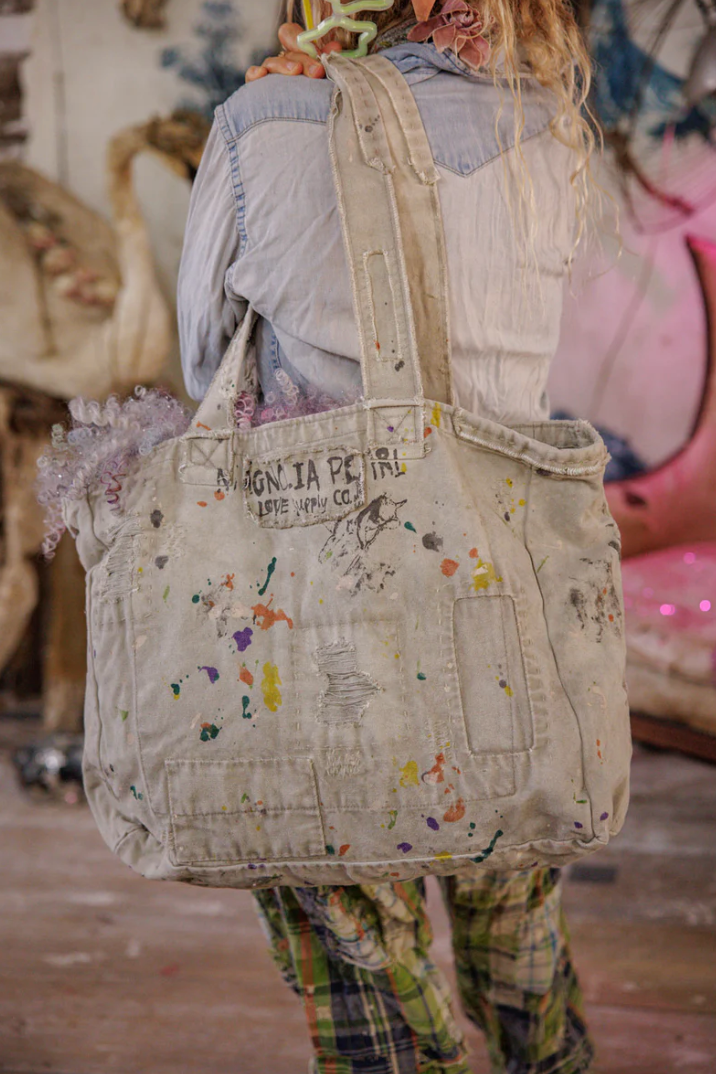 Hand-Painted Rose Tote Bag - Ash