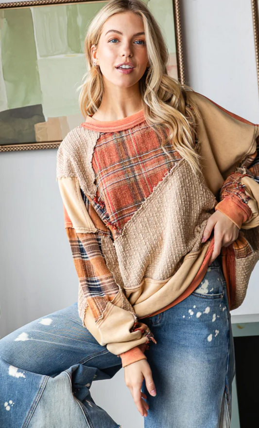 Patched Oversized Knit Top