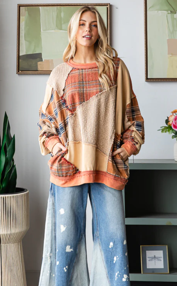 Patched Oversized Knit Top