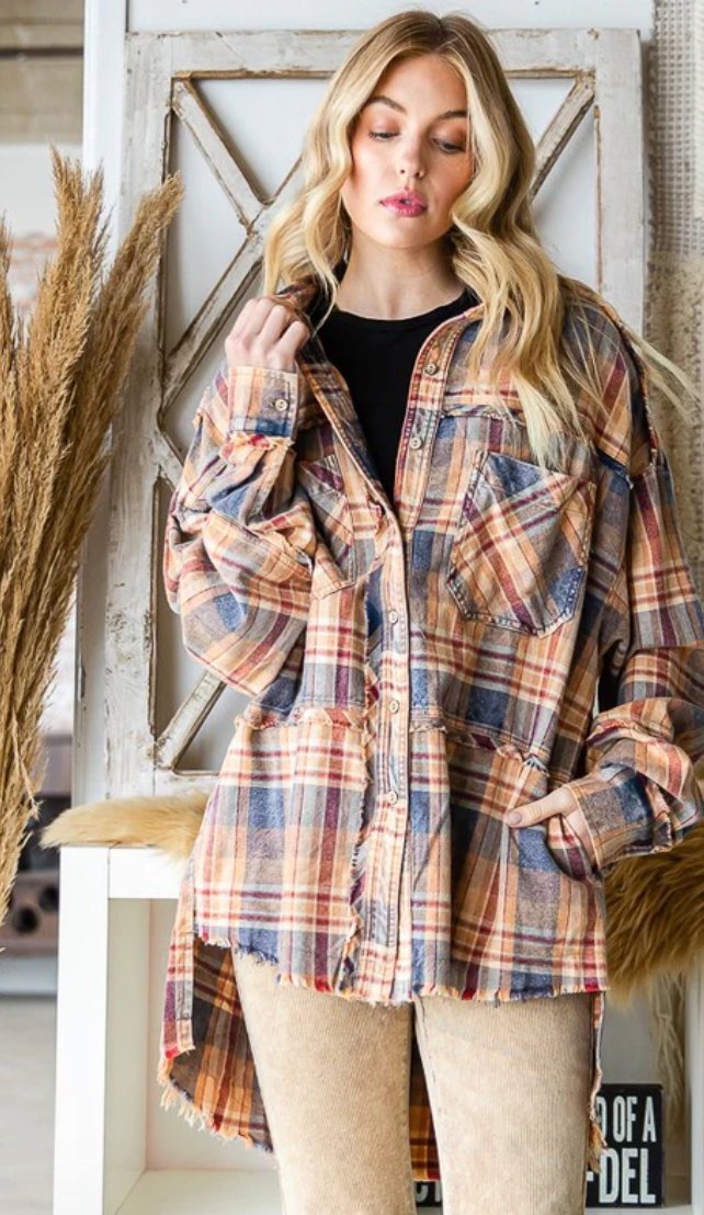Washed Plaid Button Down
