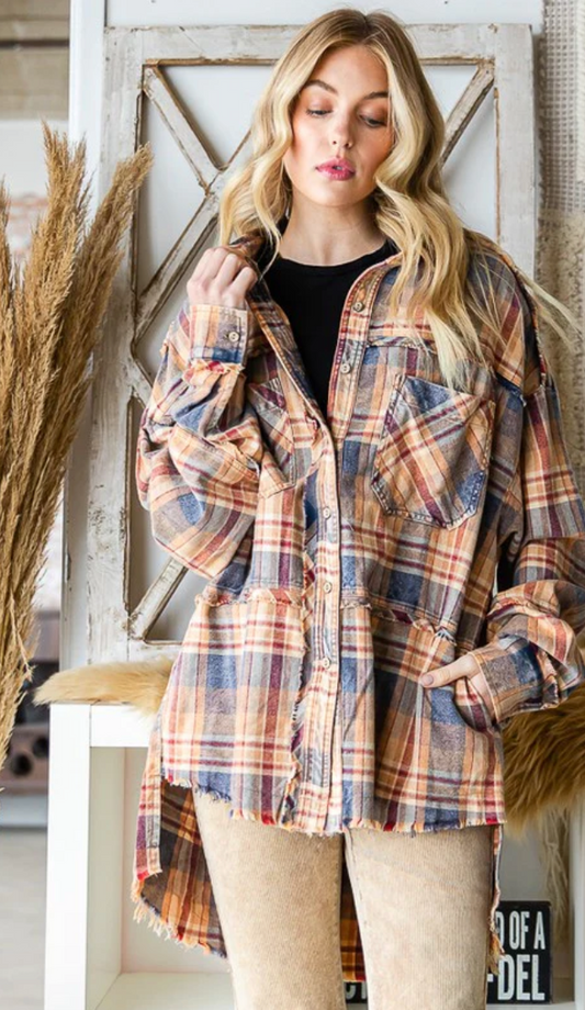 Washed Plaid Button Down