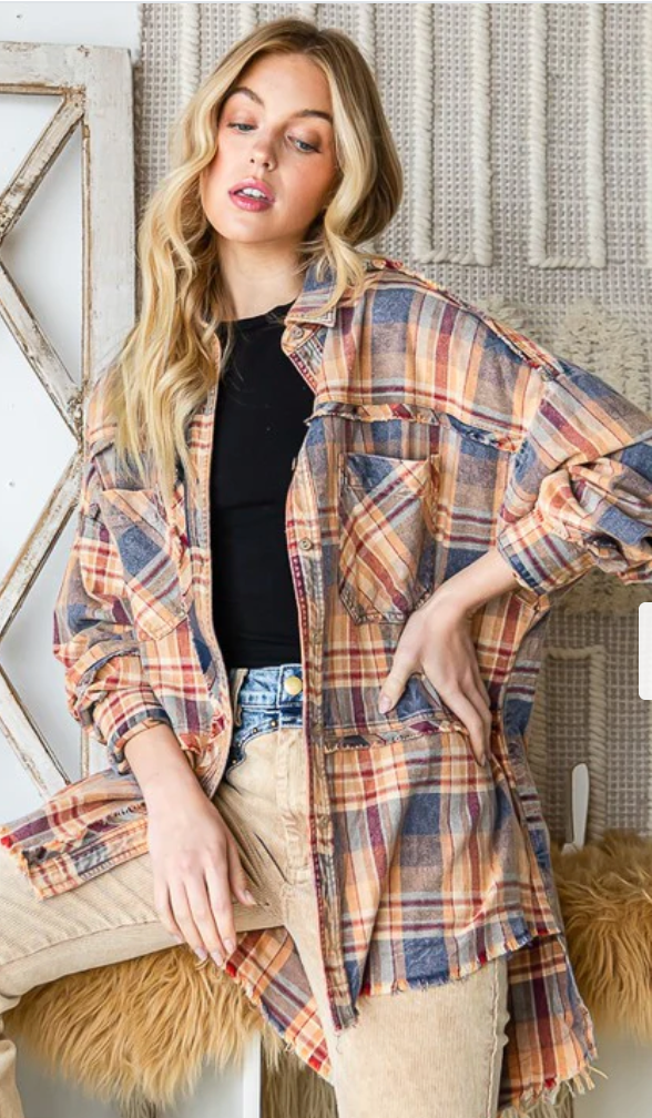 Washed Plaid Button Down