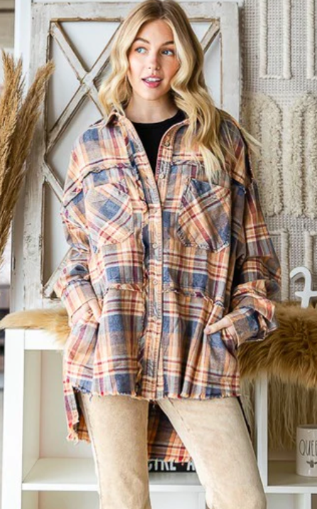 Washed Plaid Button Down