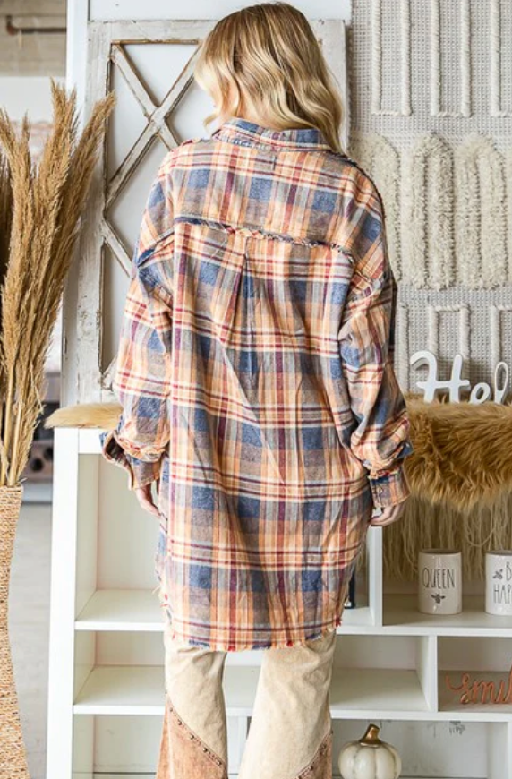 Washed Plaid Button Down