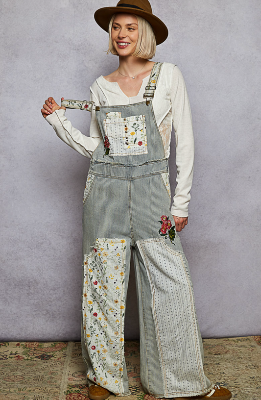 Stripes & Florals Overalls