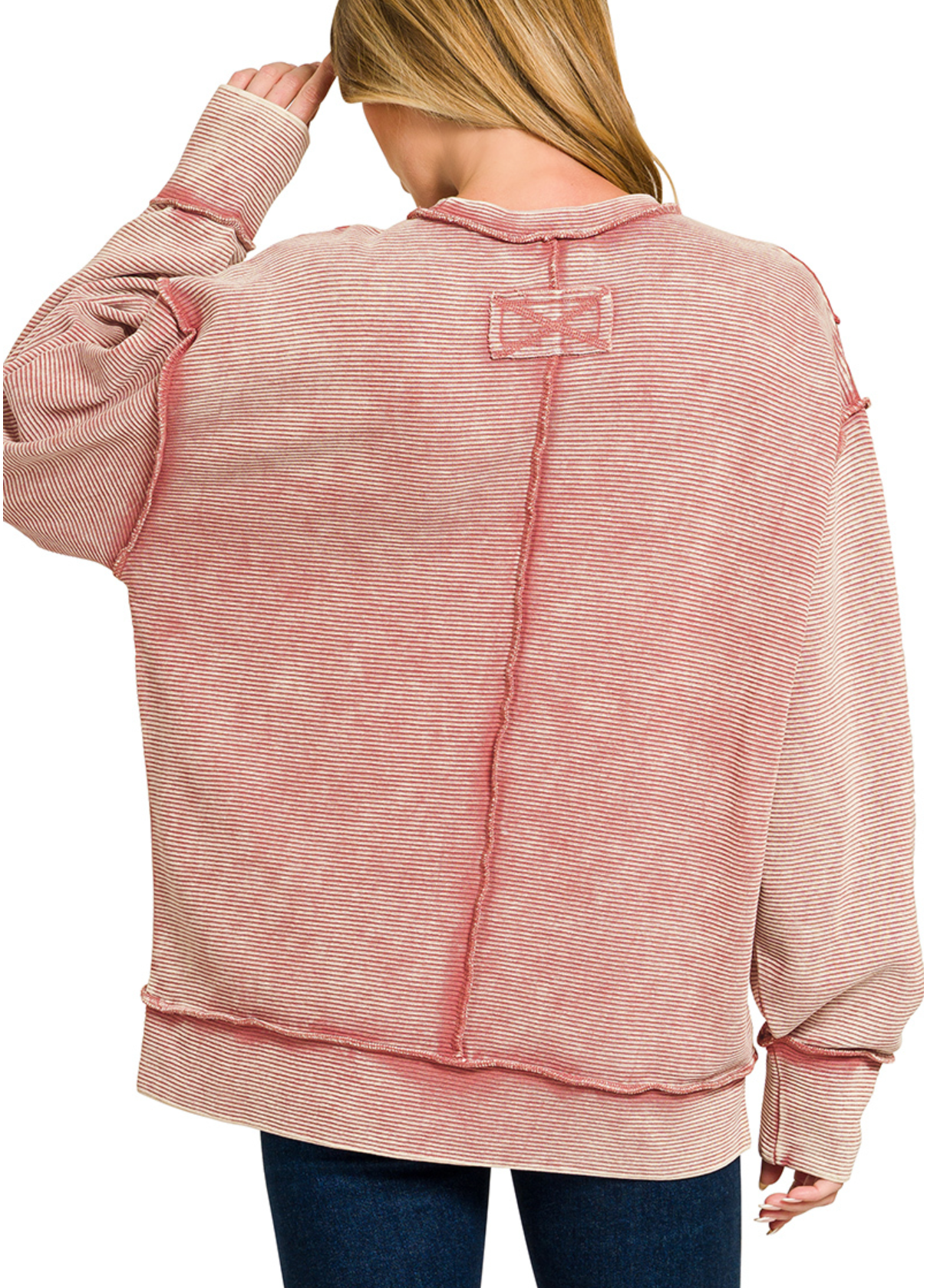 Ribbed Slit Side Sweater - Winter Rose