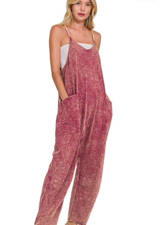 Casual Day Out Jumpsuit - Dark Burgundy