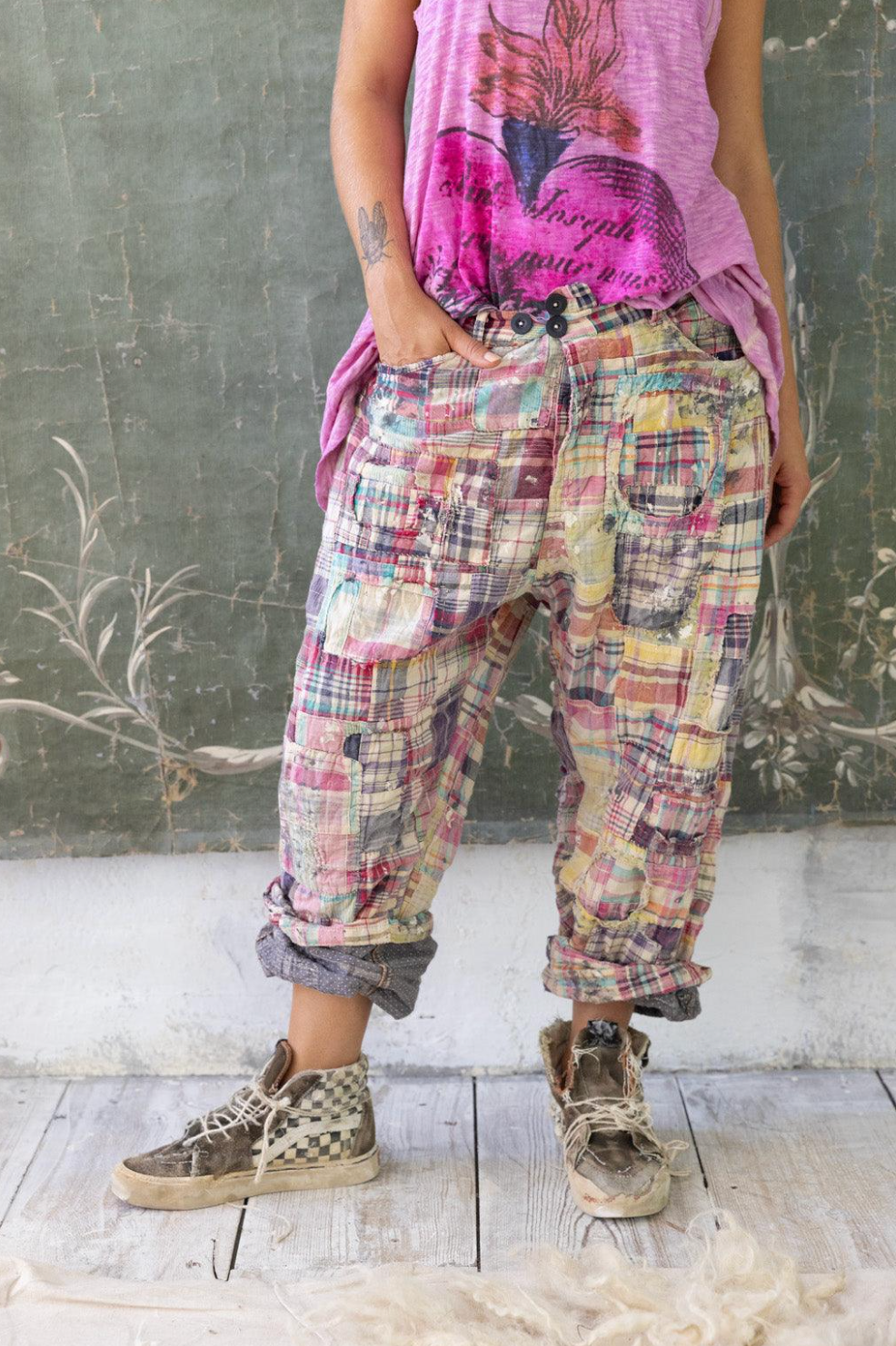 Patchwork Miner Pants - Madras Rainbow