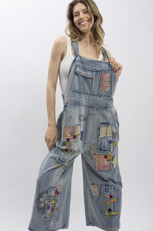 Floral & Patched Perfection Overalls