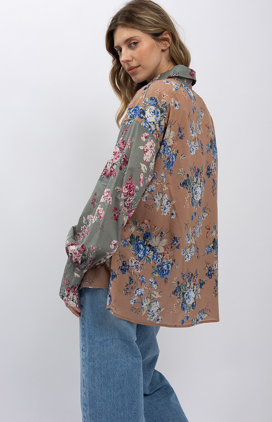 Floral Long Sleeve Top - Peach