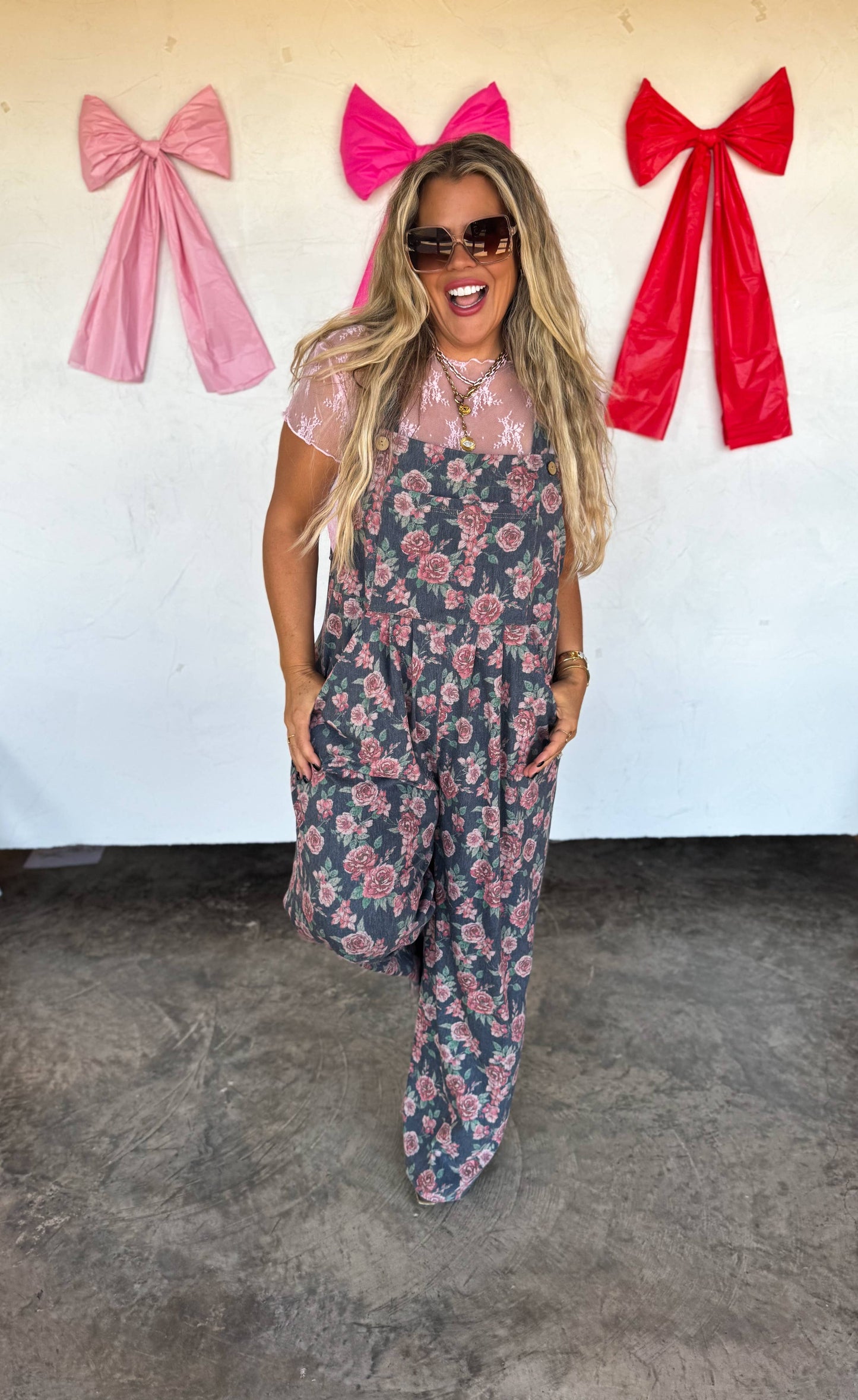 June Floral Denim Overalls