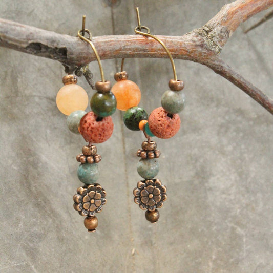 Layered In Beads Coin Earrings