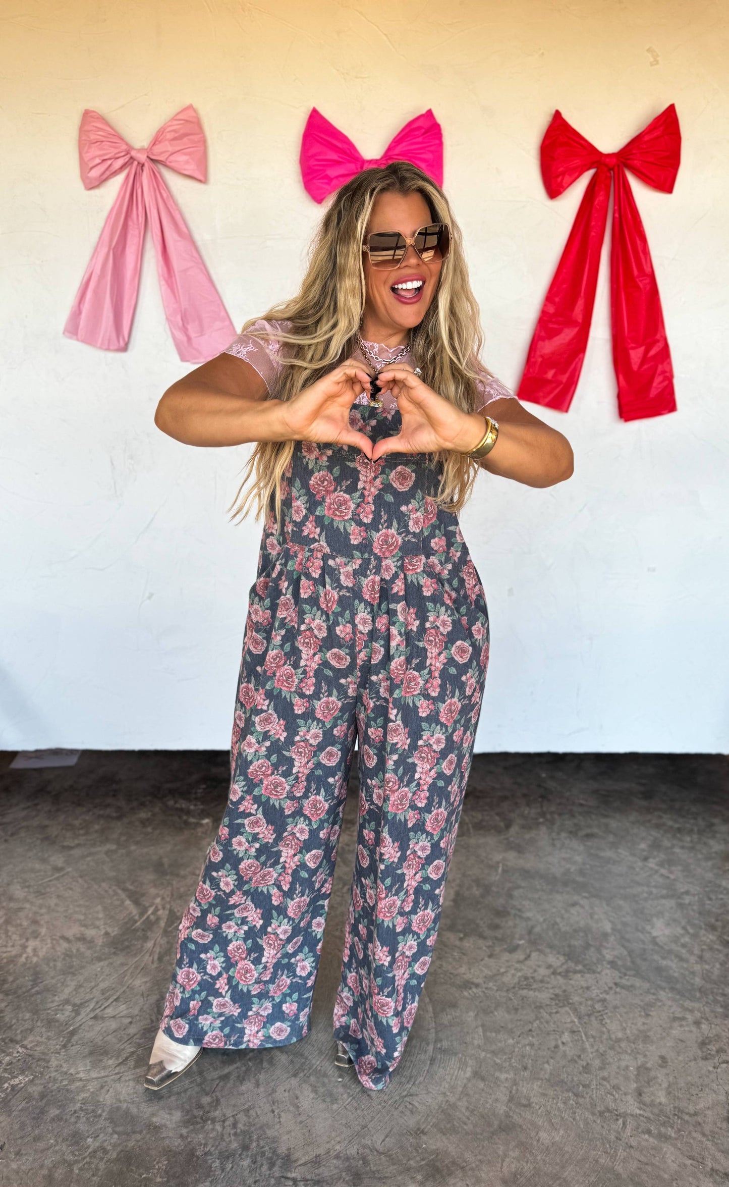 June Floral Denim Overalls