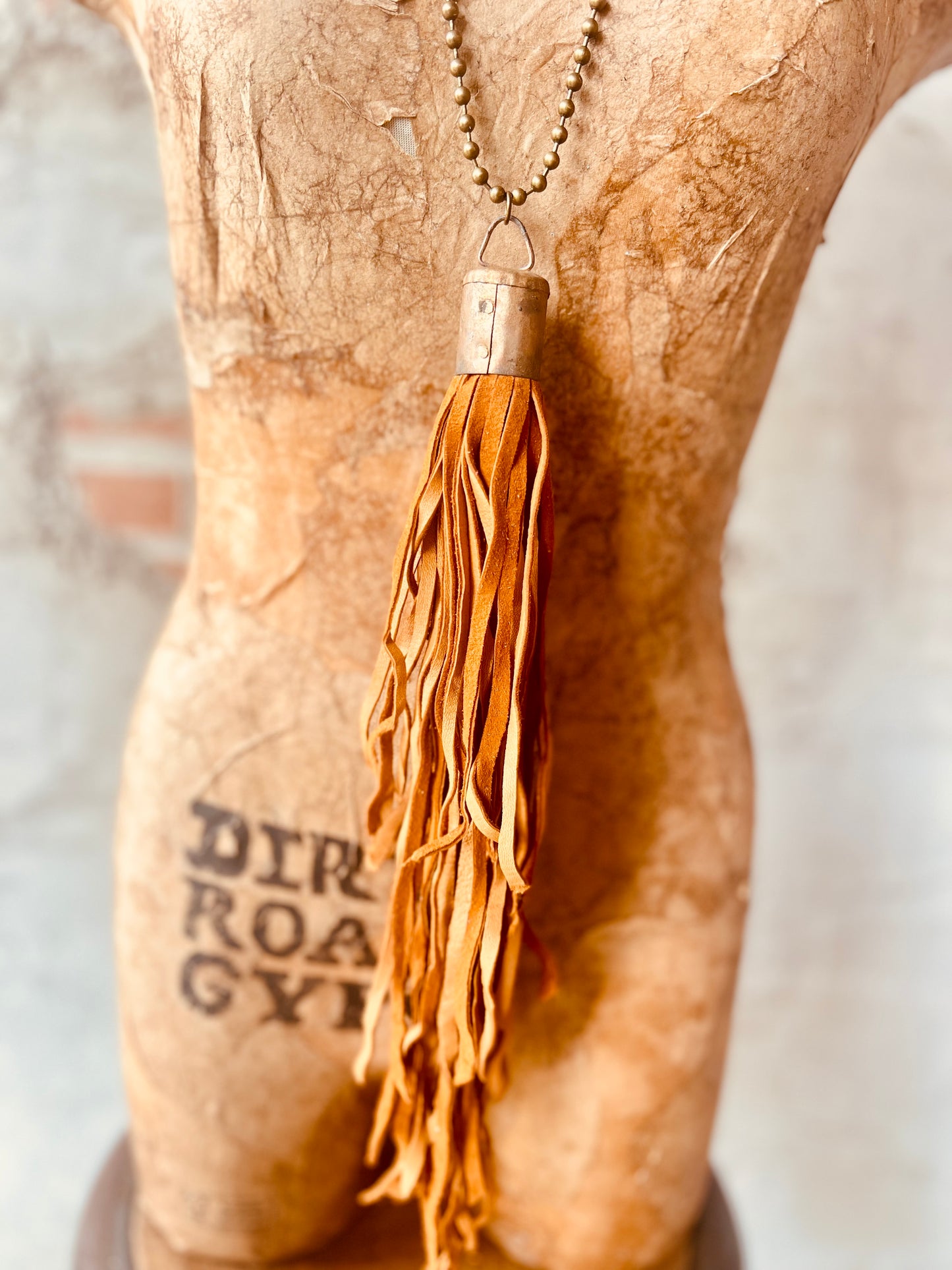 Leather Tassel Necklace - Brown