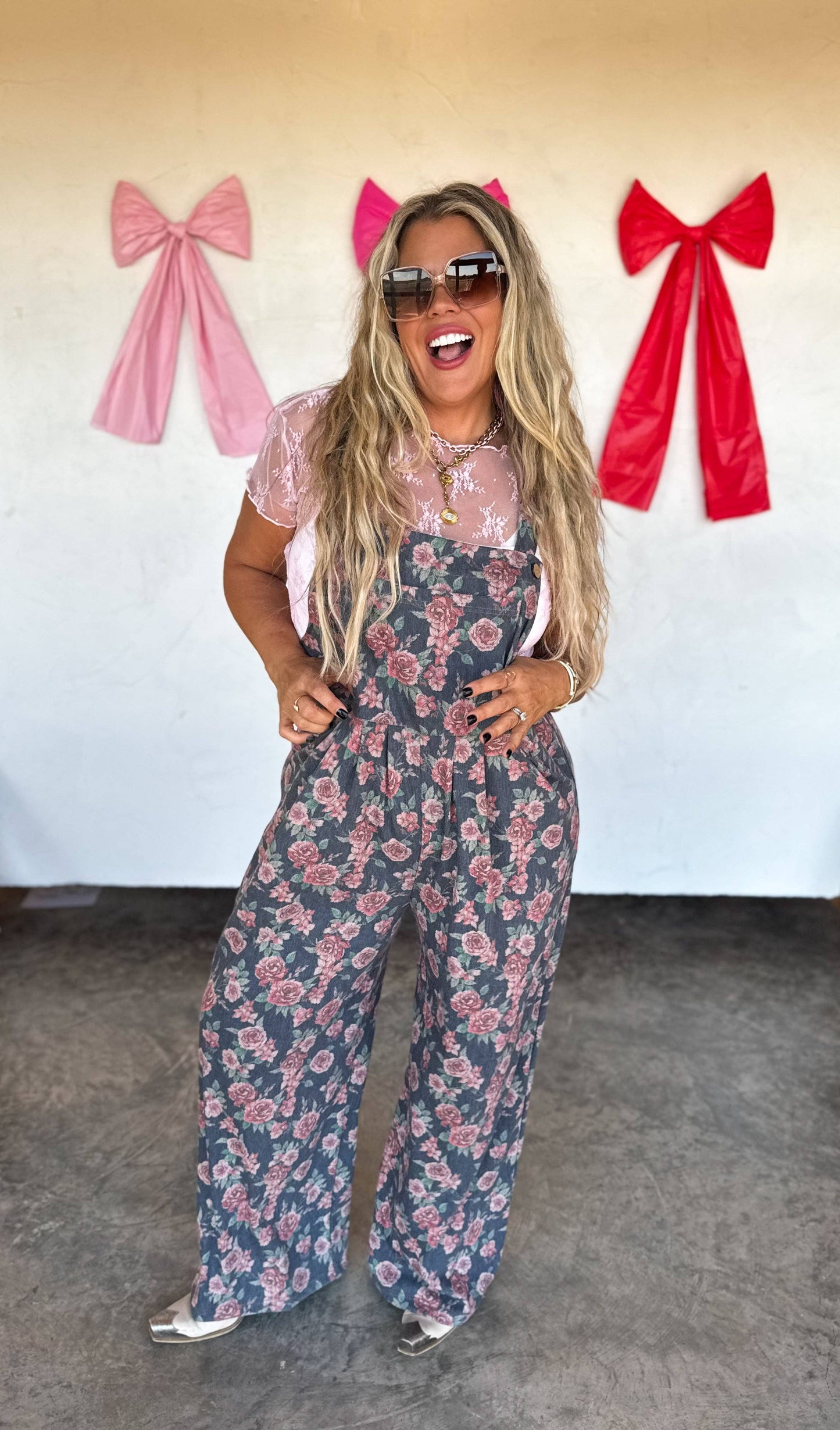 June Floral Denim Overalls