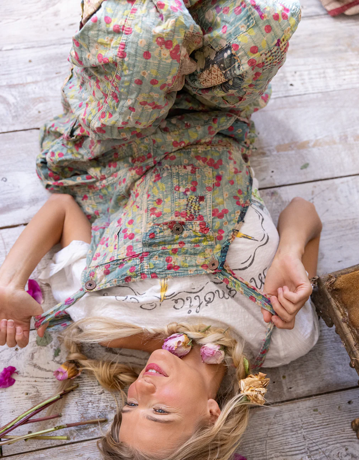 Quilted Love Overalls- Cherry Blossom