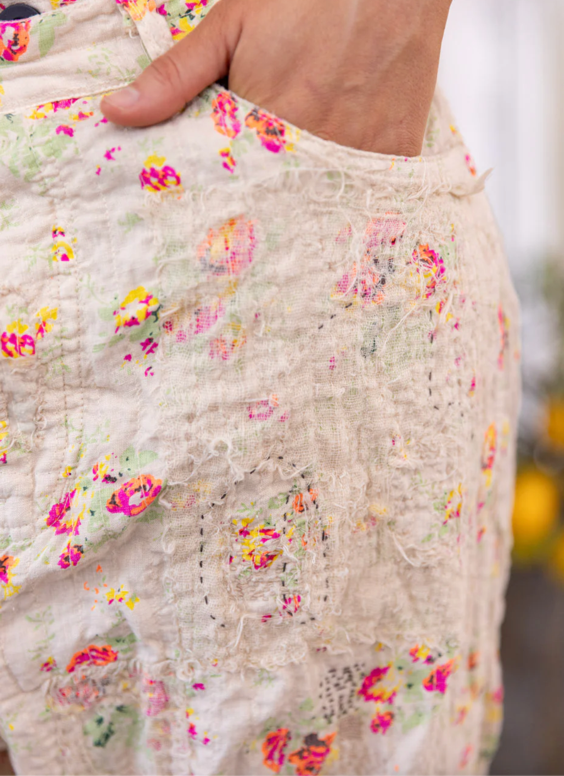 Cotton Linen Miner Pants - Circus Rose