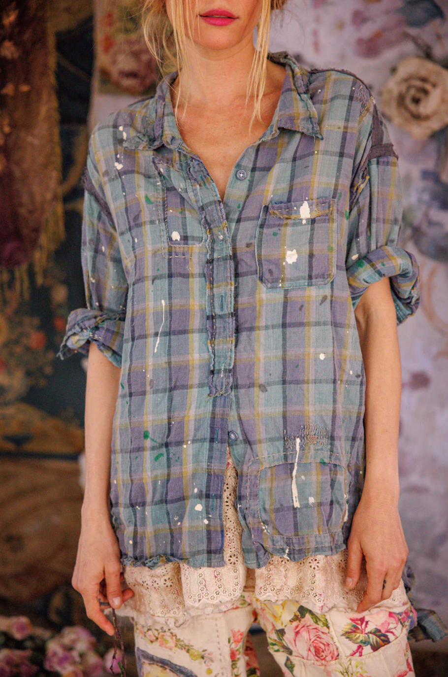 Check Adison Workshirt - Wave