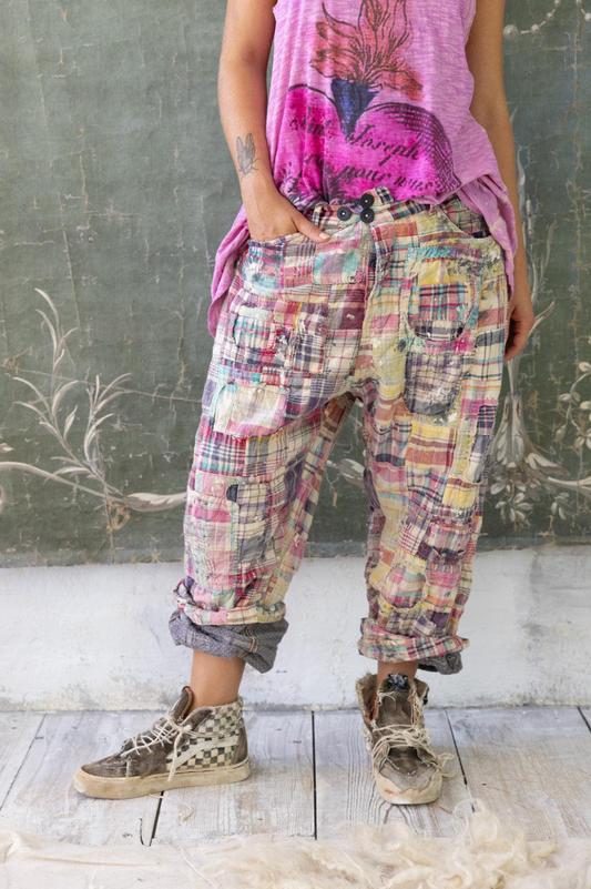 Patchwork Miner Pants - Madras Rainbow